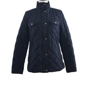 Gap Factory Navy Blue Uniform Quilted Jacket Womens Small Snap Puffer‎